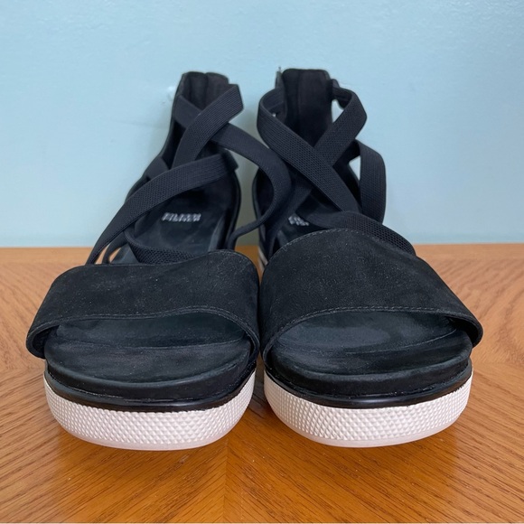 Eileen Fisher Skill Tumbled Nubuck Sneaker Sandal Black White Size 7 1/2 - Picture 3 of 6